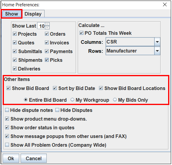 Board Preferences